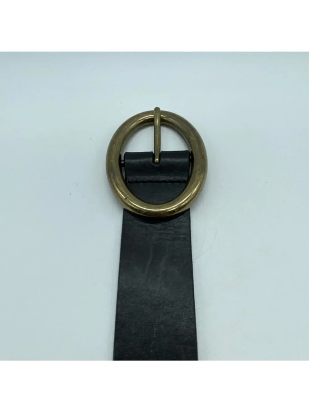 Banana Republic Black Cow Leather Belt Men's M Brass Buckle 39